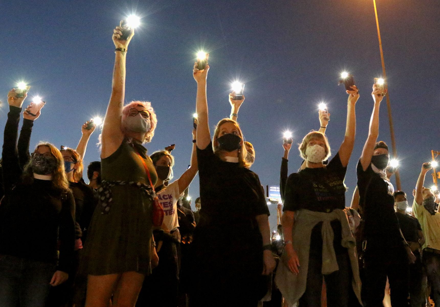 Protestors march onto Interstate 64